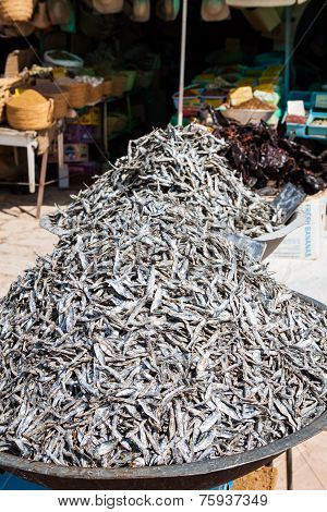 Dry Fish In The Market In Tunisia