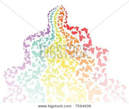 Grunge hintergrund mit Schmetterlingen