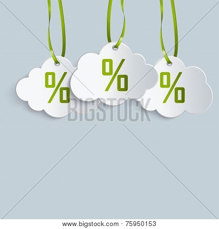 Three Clouds Label With Ribbons