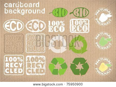 background cardboard with emblems «bio», 