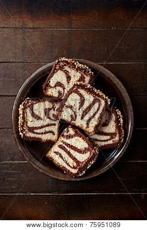 Marble cake on a plate