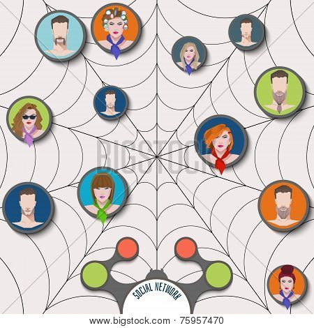 Flat icons for social media and network connection concept