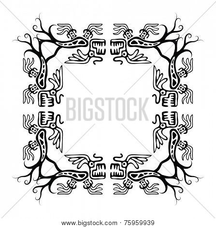 Black corners elements with dragons, vector illustration