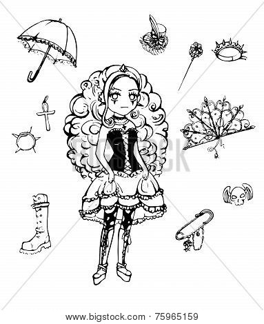 A set of objects of the Gothic style