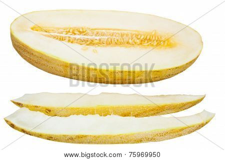 Two Slices And Uzbek-russian Melon Isolated
