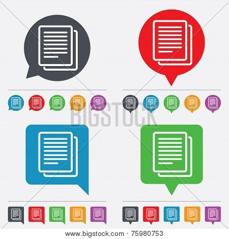 Copy file sign icon. Duplicate document symbol.
