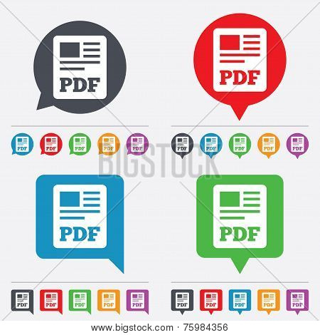 PDF file document icon. Download pdf button.