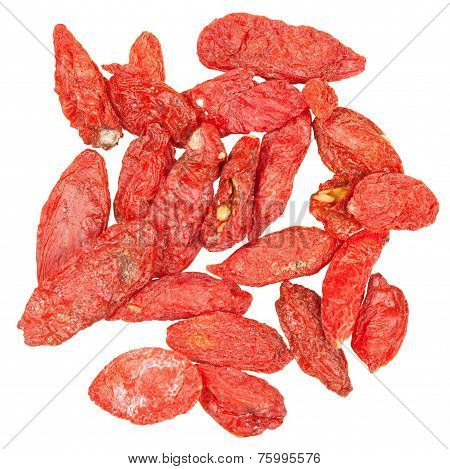 Handful Of Dried Goji Berries Isolated