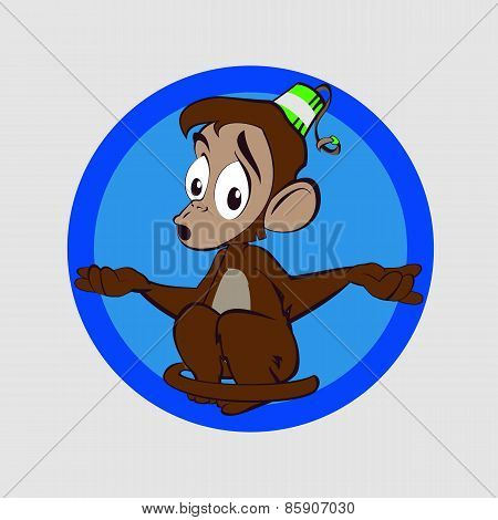 Merry monkey throws up his hands