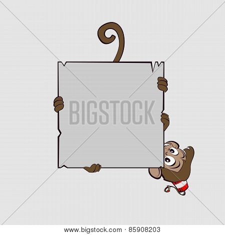 Monkey clings to scroll