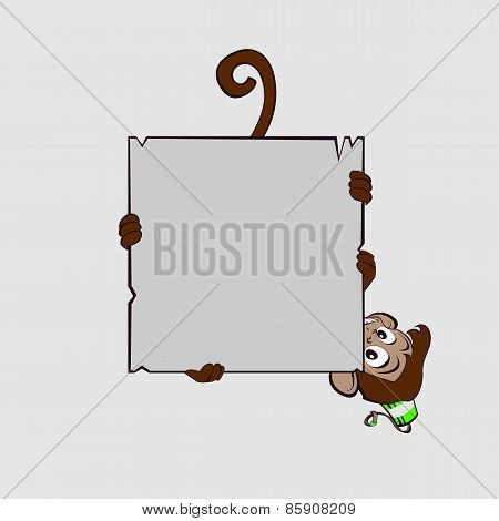 Monkey clings to scroll
