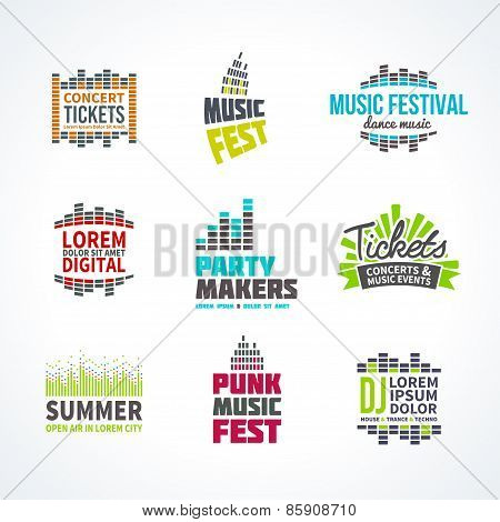 Second big set music equalizer emblem vector elements