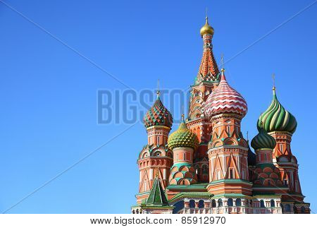 St. Basil's cathedral on Red Square in Moscow, Russia. Copyspace at the left.