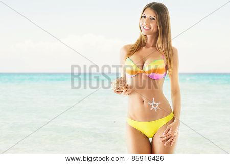 Beautiful Woman On The Beach