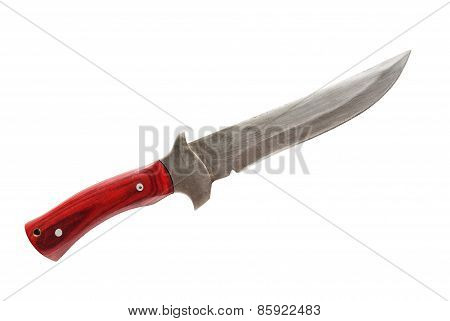 Old Knife With A Red Handle, Isolated