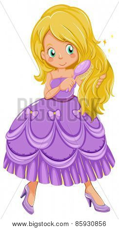 Close up princess combing hair