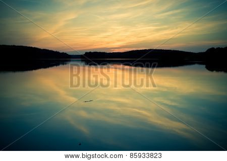 Vintage Photo Of Lake Sunset