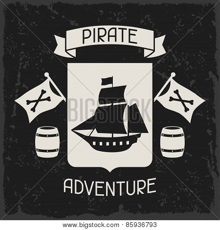 Background on pirate theme with objects and elements