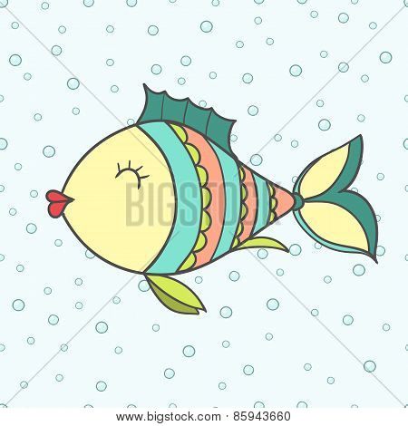 Doodle Fish. Hand Drawn Vector Illustration