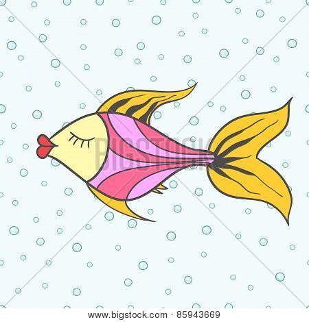 Doodle Fish. Hand Drawn Vector Illustration