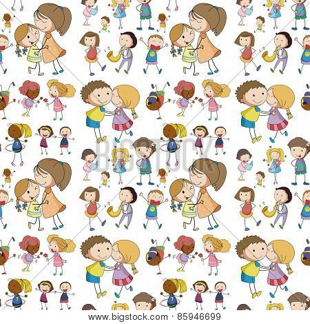 Seamless children in different positions
