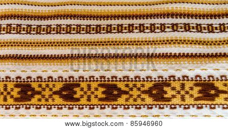 Ukrainian Towels Embroidered With The National Orange-brown Ethnic Ornament