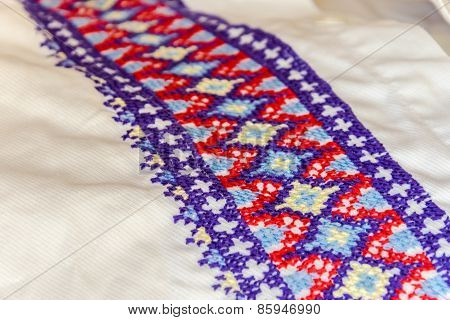 Detail Of Embroidery For The Ukrainian National Costume, Ukrainian Men's Dress Shirt
