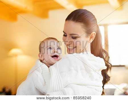Little baby girl with her mother
