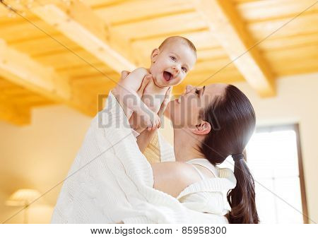 Little baby girl with her mother