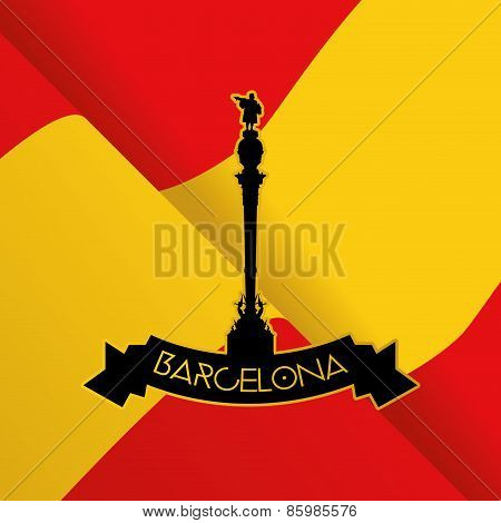 abels and backgrounds with famous places in barcelona and new york