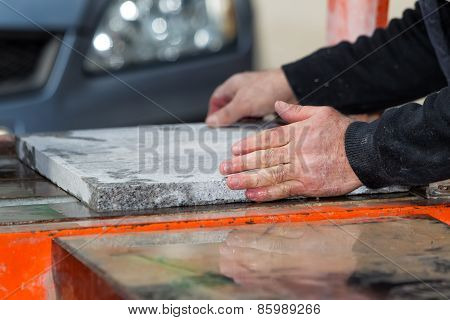 Workers Are Working, Cutting Marble Cutter