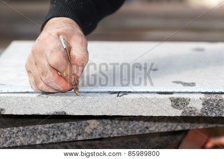 Workers Are Working, Cutting Marble Cutter