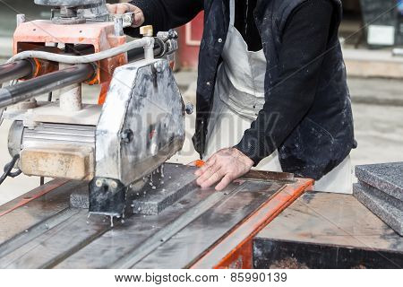 Workers Are Working, Cutting Marble Cutter