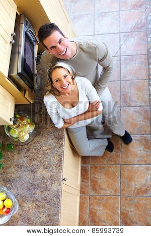 Young loving couple at new home. Relationship.