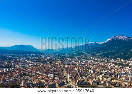 Panoramic View To Grenoble, France