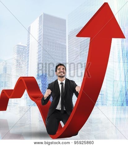 Businessman exults for economic success