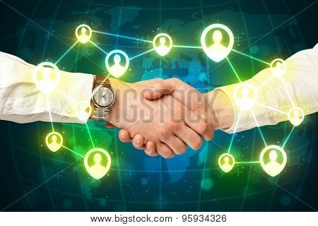 Business handshake, social netwok concept