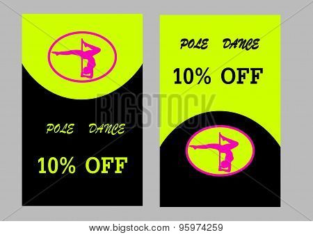 Pole Dance  Templates. Flyer and Business Card. Vector illustration