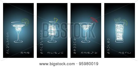 Set Of Design Template For Cocktail Bar.