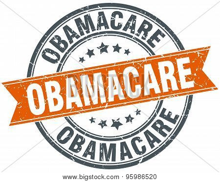 Obamacare Round Orange Grungy Vintage Isolated Stamp