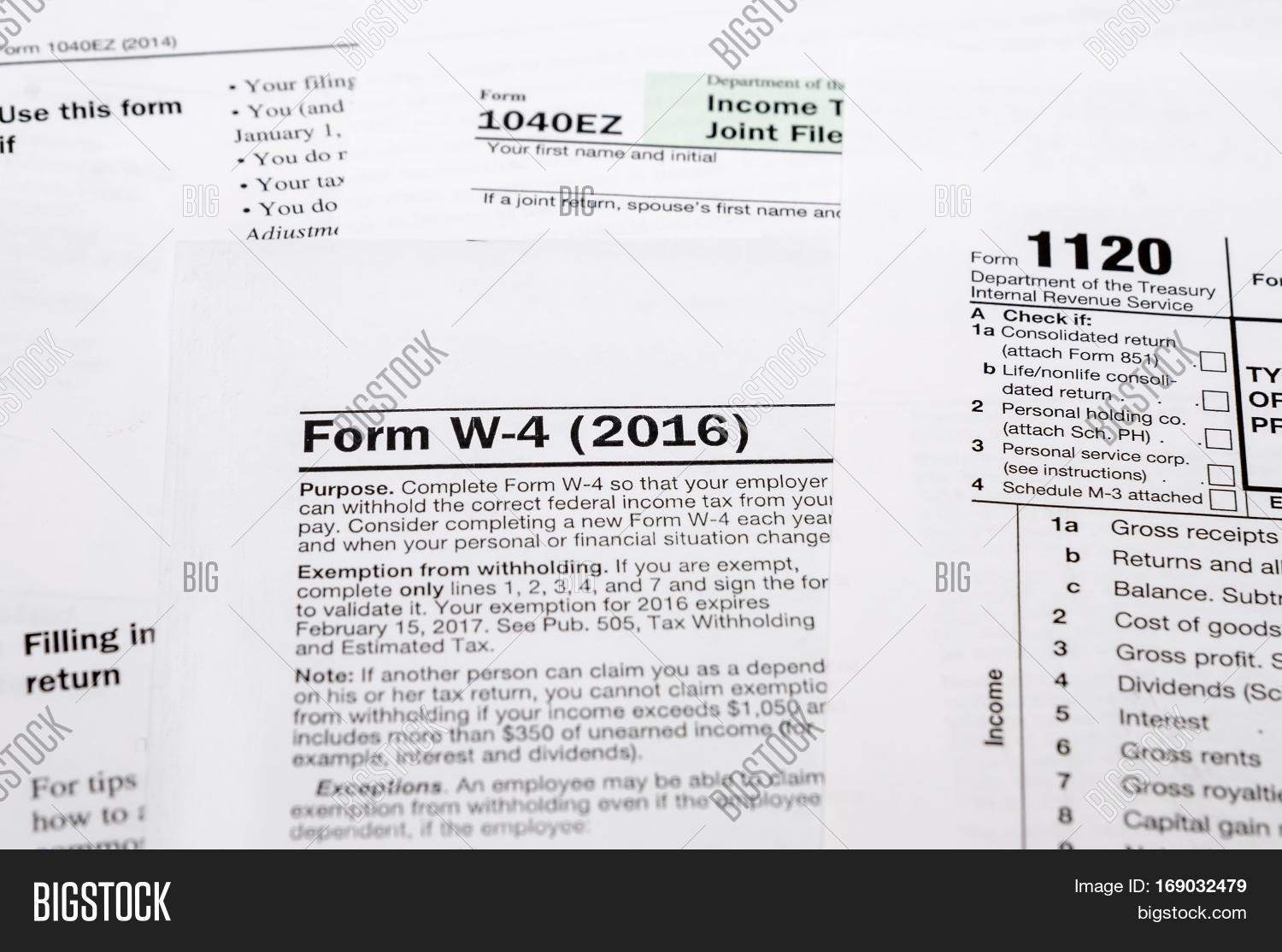 Tax Form W4 1040 1120 Image & Photo (Free Trial) Bigstock