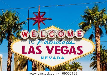 A view of Welcome to Fabulous Las Vegas sign in Las Vegas Strip at day time