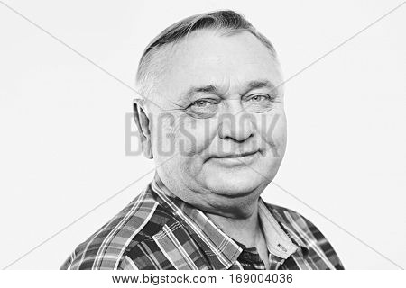 Black and white portrait of aged man - retirement concept