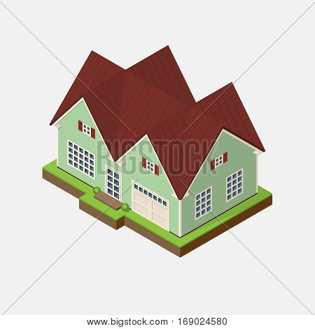Isometric 3d private house icon. Real estate vector illustration