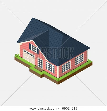 Isometric 3d private house icon. Real estate vector illustration