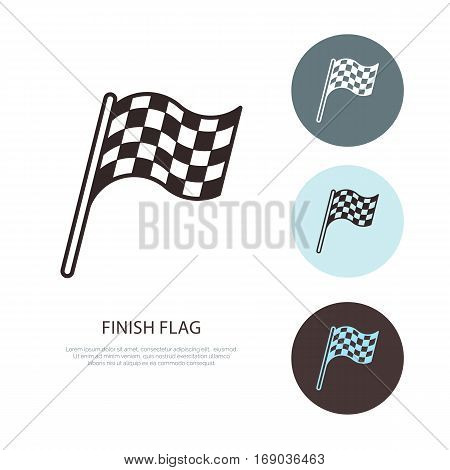 Checkered flags vector line icon. Speed automobile, racing car logo, driving lessons sign. Auto championship illustration.
