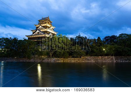 Hiroshima castle at night