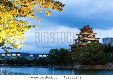 Hiroshima castle at night
