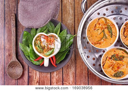 Streamed Fish Curry In Heart-shaped Cup .