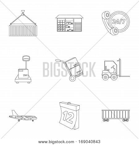 Logistic set icons in outline style. Big collection of logistic vector symbol stock